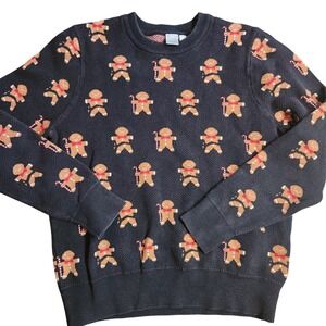 Twik Simons broken Gingerbread Man Organic Cotton Christmas Sweater Navy‎ Small